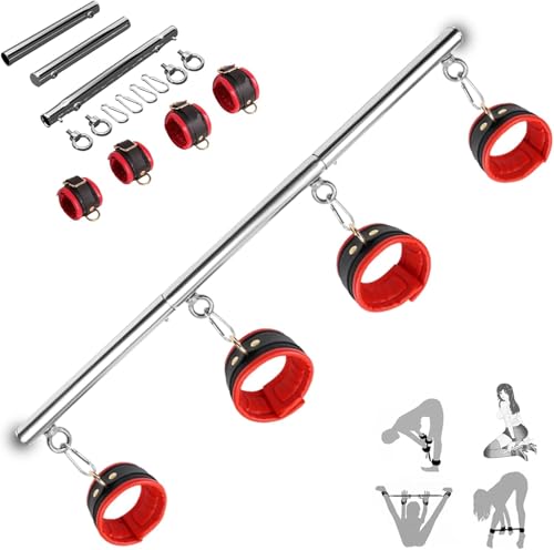 HoldOneLight Hochleistungsfähige, ausziehbare Spreizstange – Trainingsstange aus Edelstahl mit verstellbaren Gurten | Yoga, Pilates und Heimfitnessgeräte | Sportausrüstung für das Fitnesstraining