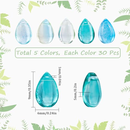 SUNNYCLUE 150PCS 5 Colors 10mm Glass Tear Drop Beads Water Drop Beads Teardrop Waterdrop Sparkling Crystal Glass Transparent Loose Charms Bulk for Jewellery Making DIY Beading Bracelet - Image 2