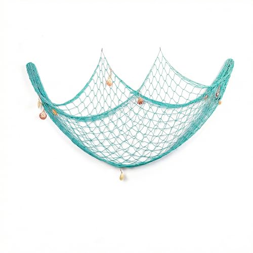 YYHCC 150 cm x 200 cm - Filet de pêche - Décoration murale - Grand format - Maille décorative - Décoration maritime (décoration bleu marine)