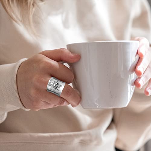 MYLYAHY S925 Sterling Silver Cuttlefish Squid Wide Bands Ring for Women Girls,Octopus Thumb Ring,Index Finger Inkfish Ring,Retro Vintage Sea Animal Ring Jewelry Gift4