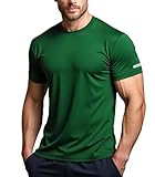 YumiDay Mens Running Shirts Dry Fit, Athletic Workout T Shirt Fitted Irish Green(Dark Green,L)