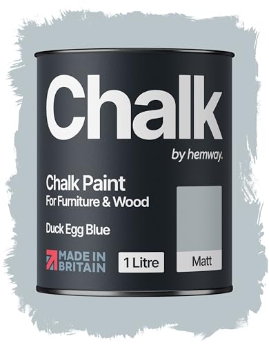 Hemway Chalk Paint Duck Egg Blue Furniture Paint 1L, Matt Finish Shabby Chic, Chalk Furniture & Walls, Quick Dry & 1 Coat