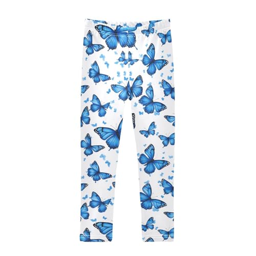 Wusikd Blue Butterflies Girls' Leggings Toddler Doodles Kids Yoga Pants Dance Active Tights 4T