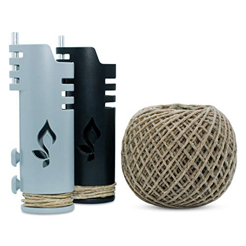 Hemp Wick Bundle Pack: 200 FT Hemp Roll + 2 Hemp Wick Lighters (Black/Grey)