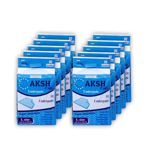 Aksh Nobility Disposable Premium Underpads, Large 60 X 90 cm, Super Absorbent Polymer & Soft Surface for Baby & Adults (Pack of 10 pcs) 12 Packets 120 pc in Total-image-40