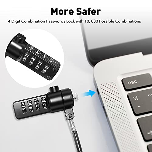 Abovetek Ipad Lock Security Cable W/Adhesive Plates, 6-Ft Keyless 4 Digit Combination Tablet Lock Kit, Anti-Theft Hardware Locking Cable For Iphone Cell Phone Macbook Laptop In Showroom Retail Stores #TOP3