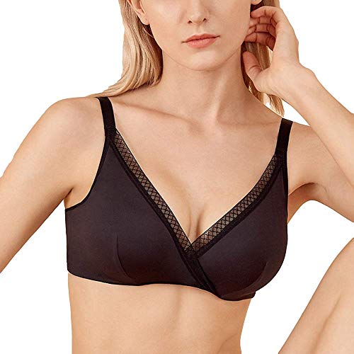 Joyunii Damen Klassische BH aus Seide Push-Up Bügelloser BH mit Spitze Soft Cups Cover