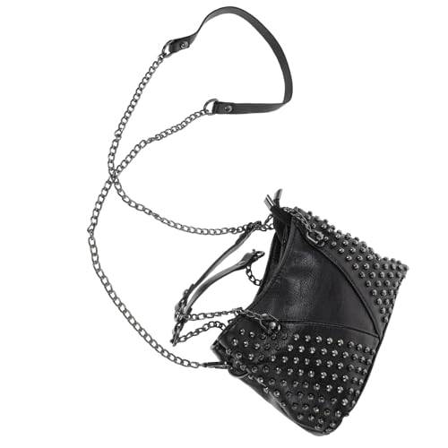 Sac bandoulière chaîne rivetée femme sac travers léger noir spacieux