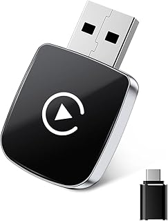 محول كاربلاي لاسلكي لايفون - تحويل كاربلاي سلكي الى لاسلكي - حجم صغير مع كيبل تمديد USB وUSB-C وتحكم مستقر بدون تأخير