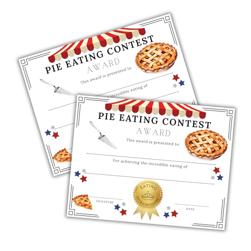Pie Eating Contest Award 30pk 8.5x11” Recognition