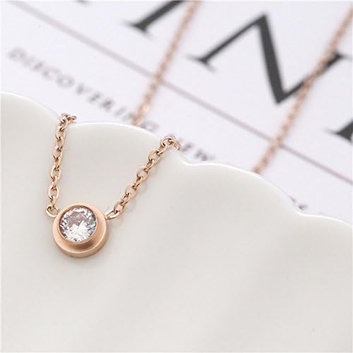 TKHNE Tang Yan same paragraph simple single diamond necklace pendant women girls 18k rose gold plated thin clavicle chain color gold necklace pendant gift