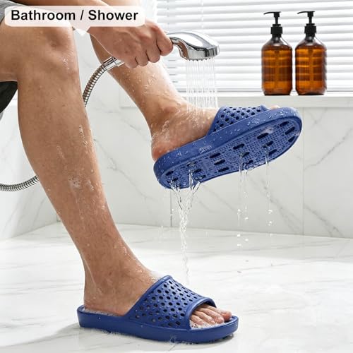 Image of Xomiboe Shower Shoes Men Quick Drying Women Shower Sandals Non-Slip Comfortable House Slippers Bathroom Hotel Flip Flops Slides With Students Gym