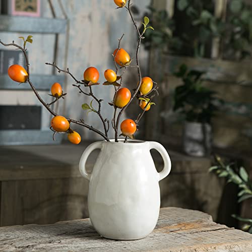 Tanvecle HANDLE VASE EAR White Ceramic Vase With 2 Handles, Modern Farmhouse Vase For Home Decor, Rustic Terracotta Vase, Decorative Pottery Flower Vase, Clay Samll Vase thumb #1