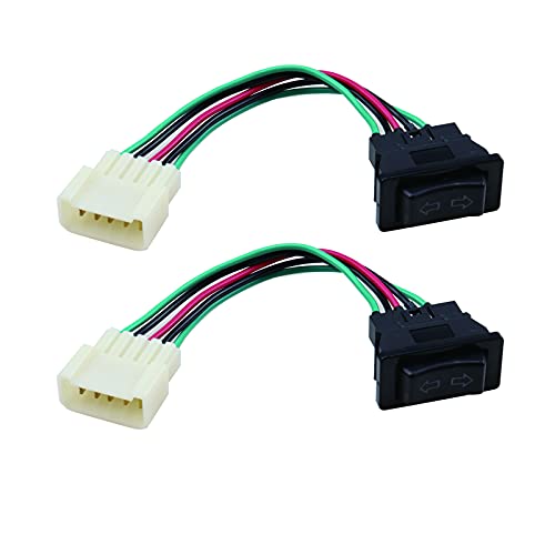 RKURCK DC 12V Momentary 5 Pins Power Window Glass Lift Switch Button with Wiring Harness Plug for Car Auto Panel Mount 2Pcs