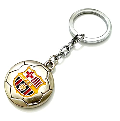 AUGEN Premium Football Shaped Metal Keychain Barcalona Football Club For Car & Bike Gifting With Key Ring Anti-Rust (Pack Of 1)