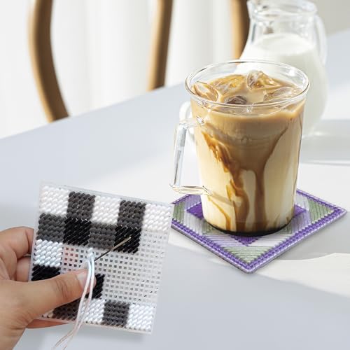 Image of 12 Pack 5 Count Plastic Mesh Canvas Sheets, 20 x 13 Inch Plastic Eye Mesh Sheets for Embroidery Crafting, Acrylic Yarn Crafting, Knit and Crochet Projects
