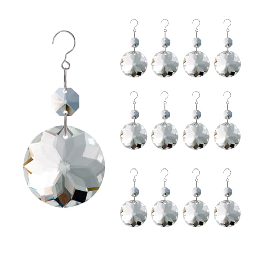 GOLDENHAITAI 12pcs Crystal Chandelier Beads Replacement, Hanging Ornament