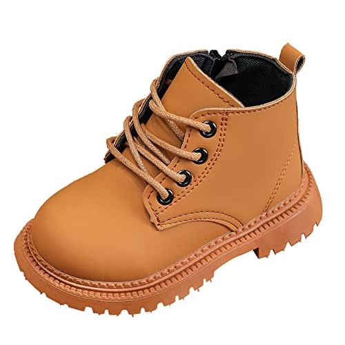 Happy Cherry Baby Work Boots Autumn Fashion Leather Lace-Up Boots Soft Flat Ankle Snow Boots