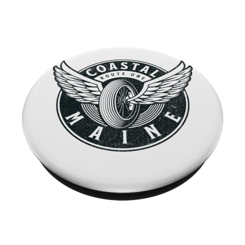Coastal Route 1 One Maine Biker Motorcycle Trails PopSockets Swappable PopGrip, Black - Image 2