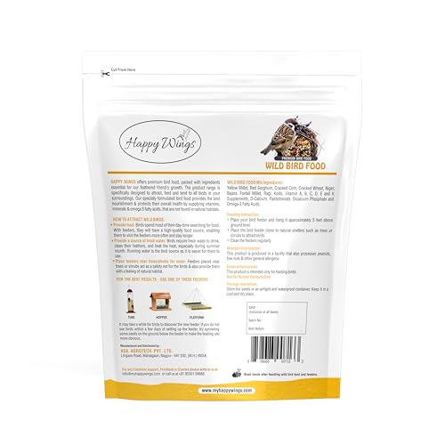 Image of Happy Wings Value Nest Bird Feeder Starter Pack | Plastic Tube Bird Feeder with Foxtail Millet (1 kg) and Wild Bird Food (900 gm)