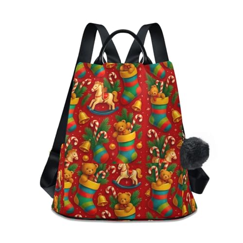 Sac à dos de Noël sucre d'orge aux finitions soignées en cuir synthétique
