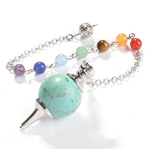 AITELEI Naturel 7 Pendule de Chakras Reiki Guérison Point de Cristal Pendentif Pendule de Chakra Équilibrant Reiki Guérison pour Divination/Outil de Radiesthésie avec Chaîne