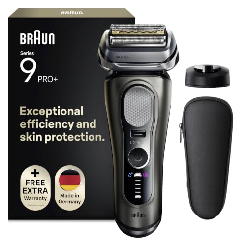 Braun Rasoio Elettrico Uomo Series 9+ PRO 9615S Argento, Impermeabile, Lame di Precisione Ultra-Sottile E Trimmer Pro Trimmer Per Rasare La Barba, Cofanetto Rasatura Con Custodia Da Viaggio
