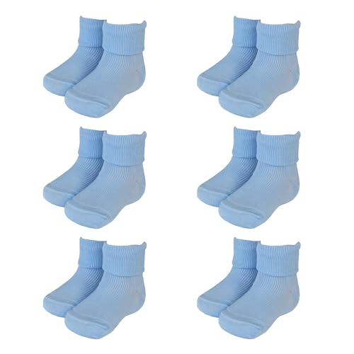 Calcetín para bebé de verano, 6 pares de calcetines para bebé, de algodón hilado de Escocia, 100% fabricado en Italia, calcetines para bebé, azul celeste, 12 Months