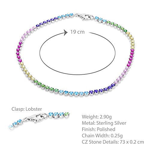 Bracelet Tennis argent femme avec oxyde de zirconium multicolore 2.5mm Tuscany Silver 19cm