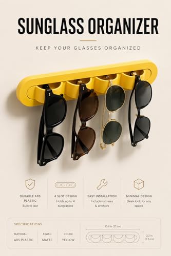 Image of Sunglasses Organizer, Wall Glasses Holder, Acrylic Sunglasses Display, Eyeglass Organizer for Multiple Glasses for Office & Home Decor, Unique Gifts for Husband, Women & Girls