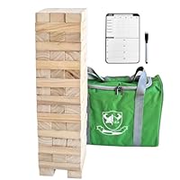 Jac & Mok Tumble Tower-Wackelturm-Turm Spiel 60 Stück Kiefernholz Toppling Blocks Spielzeug mit Tragetasche (Klassisch,56 Holzblöcke)