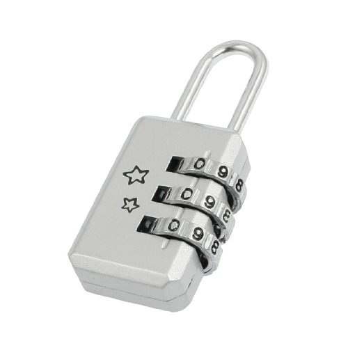 Image of Aexit Silver Tone Padlocks & Hasps 3 Digits Resettable Luggage Combination Combination Padlocks Password Padlock