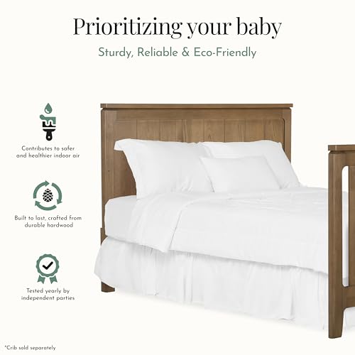 Image of Evolur Full-Size Bed Conversion Rails, Designed & Tested Cribs, Durable Hardwood Build with Secure Mattress Slats, Easy Assembly - Hickory