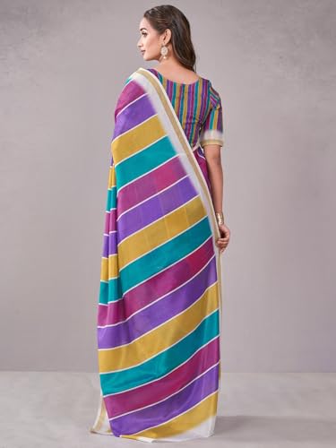 Image of Satrani Women's Chanderi Printed Saree with Unstitched Blouse Piece
