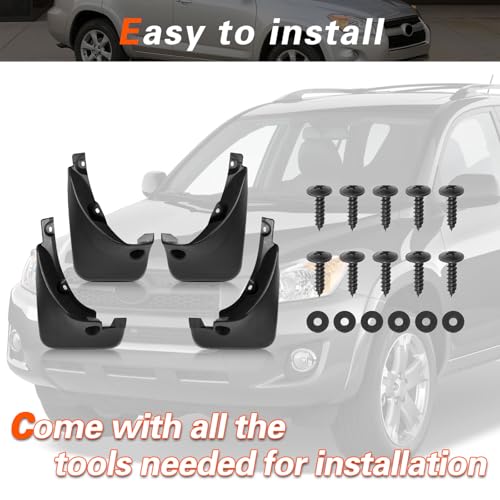 Image of 2007 RAV-4 Mud Flaps Mud Guards Compatible with Toyota RAV-4 2.4 2006-2013 Splash Guard No Drilling Required All Weather Mudflaps(Set of 4)