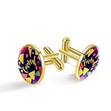 Personalisierte Gold Manschettenknöpfe für Smoking Hemd Geometrie Karneval, 20mm*20mm, Edelstahl, Künstlicher Quarz