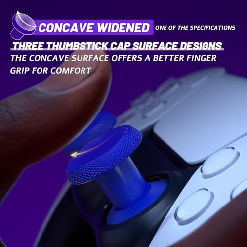 Image of eXtremeRate ThumbsGear V3 Interchangeable Ergonomic Thumbsticks for PS5 Controller, Replacement Analog Thumb Sticks for PS4 Controller - 4 Height Adjustable Convex & Concave Grip Joysticks - Blue