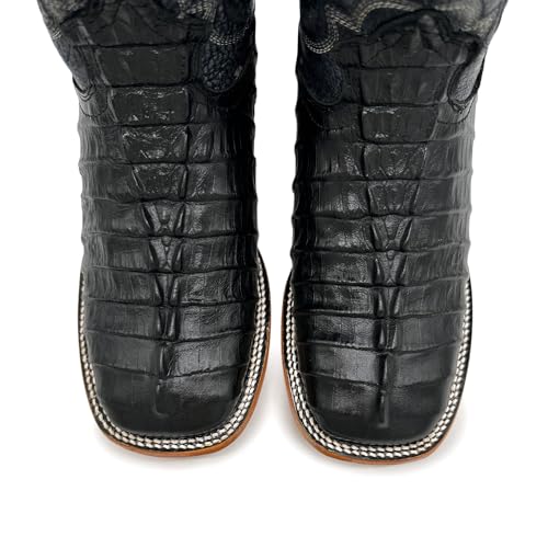 Mens Leather Alligator Tail Print Square Toe Western Cowboy Boot4