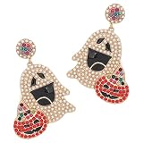 Healeved Pendientes Colgantes Livianos y Cómodos de Calabaza para Mujer Perlas y Aleación para Fiesta de Halloween y Uso Diario
