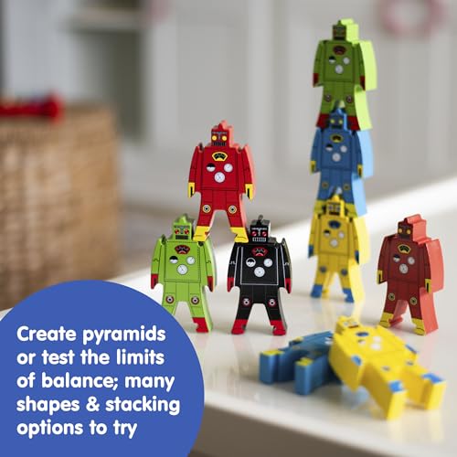 Schylling Stacking Robots - Colorful Wooden Stacking Toy for Kids - 9 pcs. Fun Puzzle for Balancing and Imaginative Play - Ages 3 and Up - Image 3