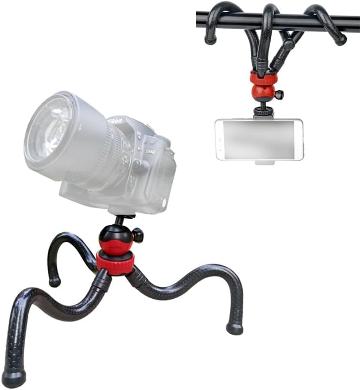 Octopus Camera Tripod, Flexible Cellphone Holder Stand Portable Selfie Handheld Grip for Vlogging/Live Streaming Compatible with Smartphone/Digital Camera/Action Camera/DSLR/Gopro