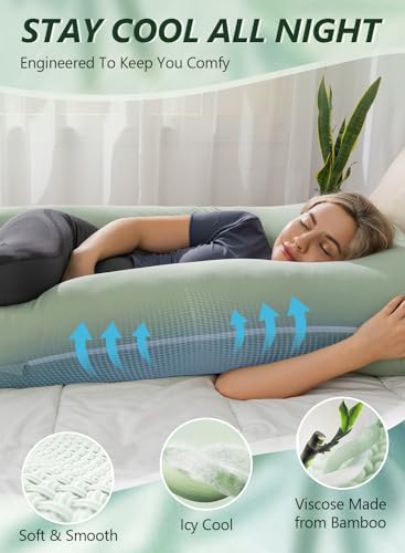 Meiz 144-5-LDA8 Pregnancy Pillows, U Shaped Pregnancy Pillows For Sleeping Cooling, 55 Inch Maternity Pillow For Pregnant Women, Body Pillows For Adults, Rayon Cover From Bamboo thumb #3