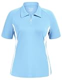 Hanna Nikole Woman Summer Short-Sleeve Sport Tee Dri-Equip Racer Mesh Polo Shirt Light Blue 5X
