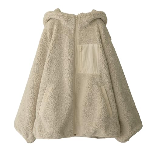 [n'OrLABEL] オシャレウォーカー【異素材フーデッドボアブルゾン】 ボアブルゾン レディース 秋冬 アウター ショート丈 長袖 フード付き ハイネック ボリューム袖 異素材 コーデュロイ もこもこ ふわふわ oen0006 (JP, アルファベット, LL, 3L, グレージュ) - n'OrLABEL - 商品画像