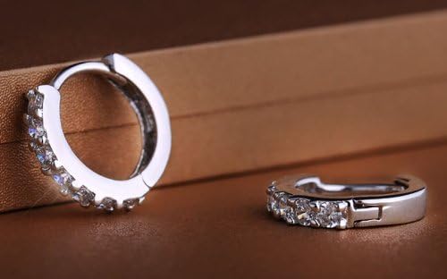 BLUECELL Fashion Jewelry 925 Sterling Silver Rhinestones Hoop Diamond Stud Earrings for Women (1061 Silver)