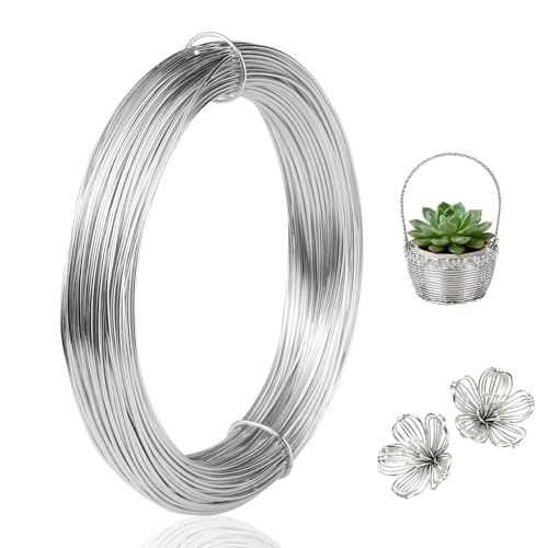 18 Gauge Craft Wire 99 Feet 1mm Floral Wire Bendable Wire for Jewelry Making Garden Sculpting Floral & Wreath Crafts Silver Aluminum