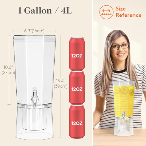 image for Lifewit 1 Gallon Christmas Drink Dispenser for Parties 2 Pcs, Plastic 