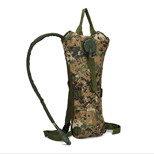 Camuflaje hidratación agua mochila vejiga 3L deporte Militar al Aire Libre agua bolsas grandes para caza escalada Running y Senderismo Hi Suyi, Selva digital