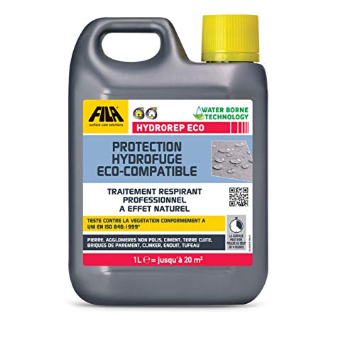 FILA Surface Care Solutions, HYDROREP ECO, Protection Hydrofuge Eco-Compatible: Traitement Respirant Professionel a Effet Naturel, 1L