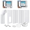 Kit de ventilación de ventanas de aire acondicionado portátil, sello de ventanas de aire acondicionado con mangueras de escape de aire acondicionado de 15cm de diámetro, longitud ajustable de 43-144cm